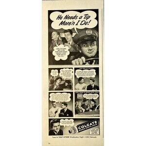 Colgate Ribbon Dental Cream "Tune to Kay Kyser Wednesday Nights" Print Ad 1946